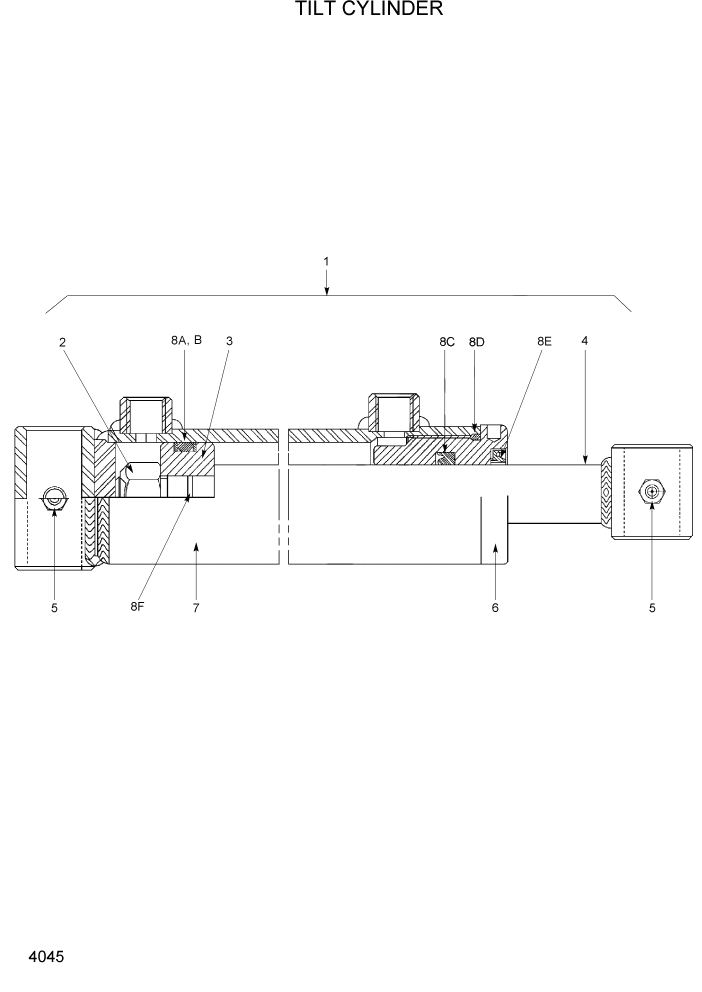 Схема запчастей Hyundai HSL400T - PAGE 4045 TILT CYLINDER ГИДРАВЛИЧЕСКАЯ СИСТЕМА