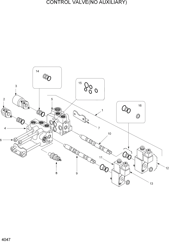 Схема запчастей Hyundai HSL400T - PAGE 4047 CONTROL VALVE(NO AUXILIARY) ГИДРАВЛИЧЕСКАЯ СИСТЕМА