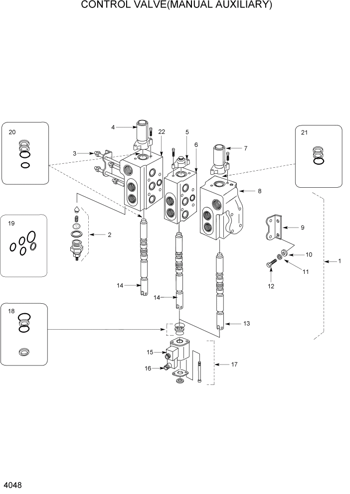 Схема запчастей Hyundai HSL400T - PAGE 4048 CONTROL VALVE(MANUAL AUXILIARY) ГИДРАВЛИЧЕСКАЯ СИСТЕМА