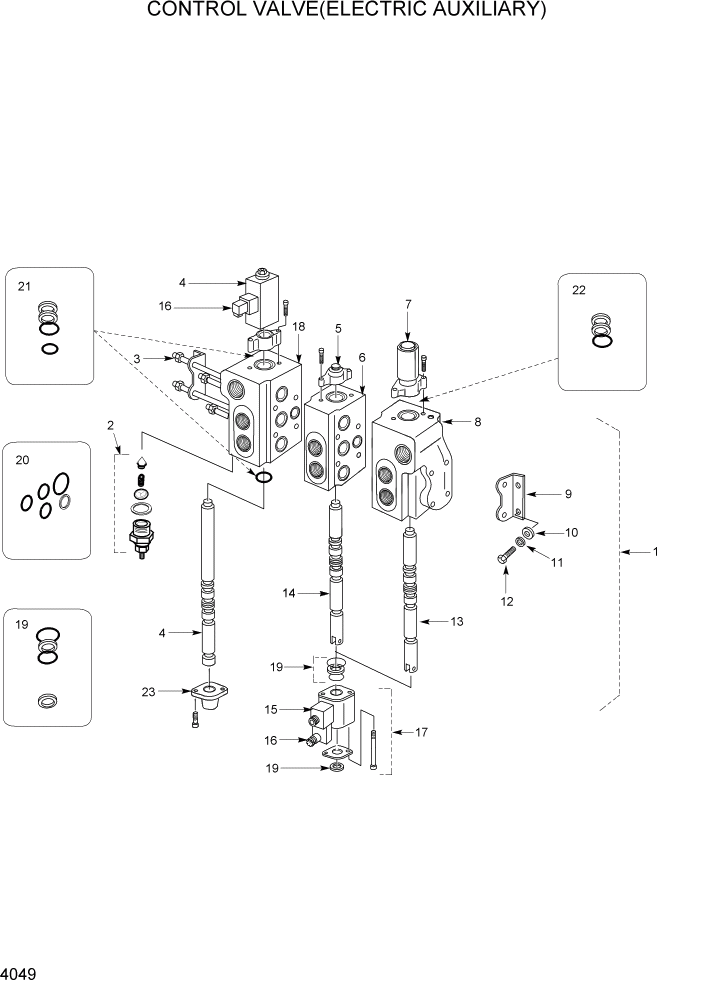 Схема запчастей Hyundai HSL400T - PAGE 4049 CONTROL VALVE(ELECTRIC AUXILIARY) ГИДРАВЛИЧЕСКАЯ СИСТЕМА