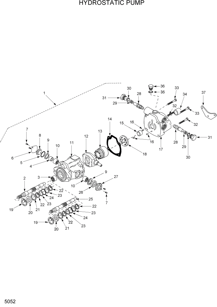 Схема запчастей Hyundai HSL400T - PAGE 5052 HYDROSTATIC PUMP ГИДРОСТАТИЧЕСКАЯ СИСТЕМА ПРИВОДОВ
