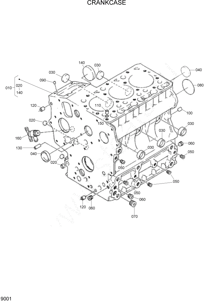 Схема запчастей Hyundai HSL400T - PAGE 9001 CRANKCASE ДВИГАТЕЛЬ БАЗА