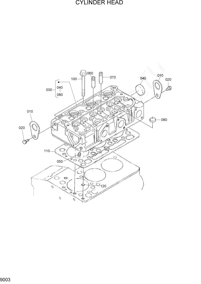 Схема запчастей Hyundai HSL400T - PAGE 9003 CYLINDER HEAD ДВИГАТЕЛЬ БАЗА