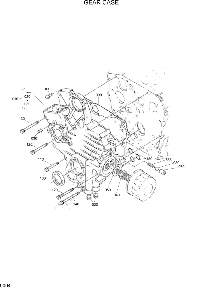 Схема запчастей Hyundai HSL400T - PAGE 9004 GEAR CASE ДВИГАТЕЛЬ БАЗА