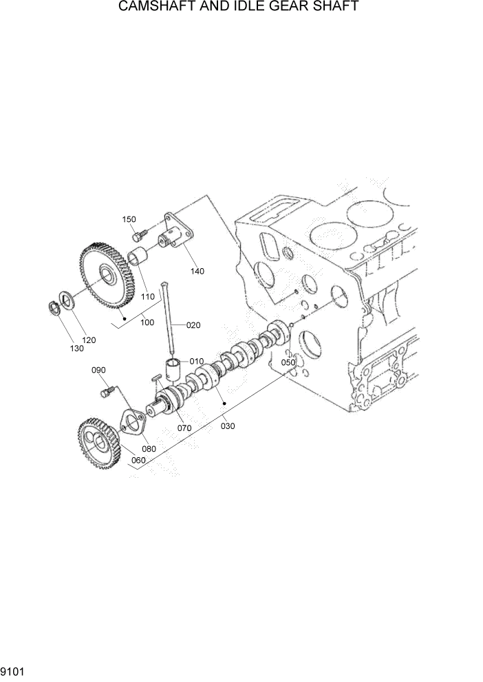 Схема запчастей Hyundai HSL400T - PAGE 9101 CAMSHAFT AND IDLE GEAR SHAFT ДВИГАТЕЛЬ БАЗА