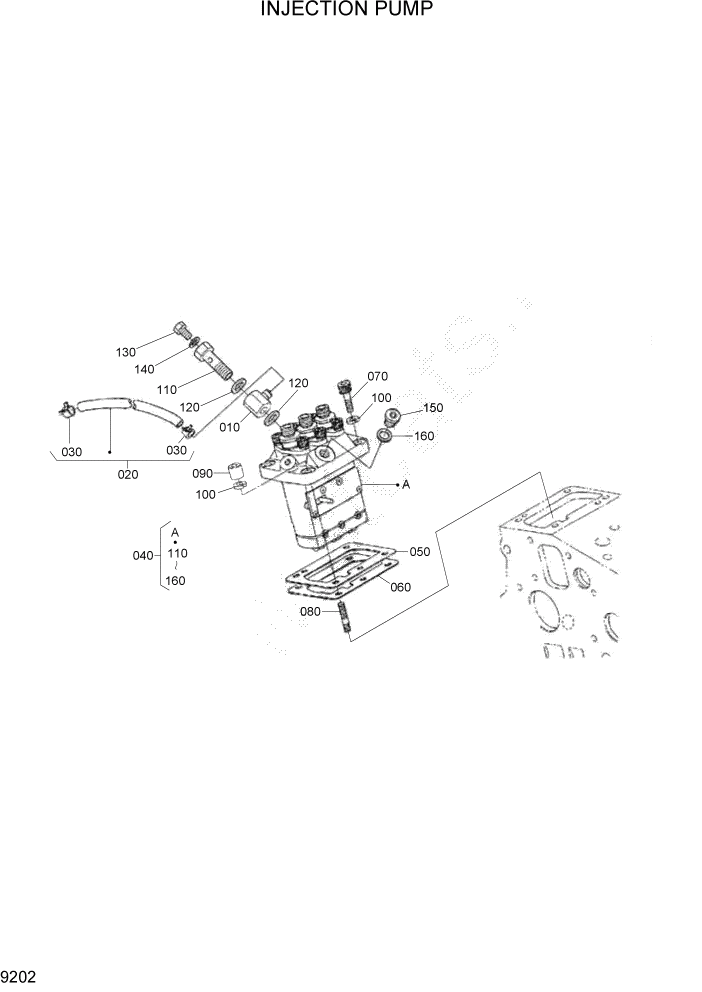 Схема запчастей Hyundai HSL400T - PAGE 9202 INJECTION PUMP ДВИГАТЕЛЬ БАЗА