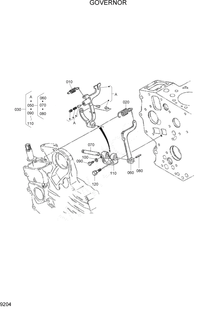 Схема запчастей Hyundai HSL400T - PAGE 9204 GOVERNOR ДВИГАТЕЛЬ БАЗА