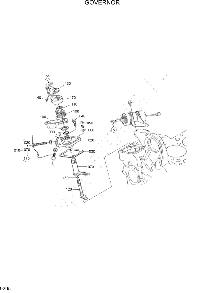 Схема запчастей Hyundai HSL400T - PAGE 9205 SPEED CONTROL PLATE ДВИГАТЕЛЬ БАЗА