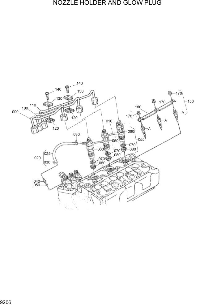 Схема запчастей Hyundai HSL400T - PAGE 9206 NOZZLE HOLDER AND GLOW PLUG ДВИГАТЕЛЬ БАЗА