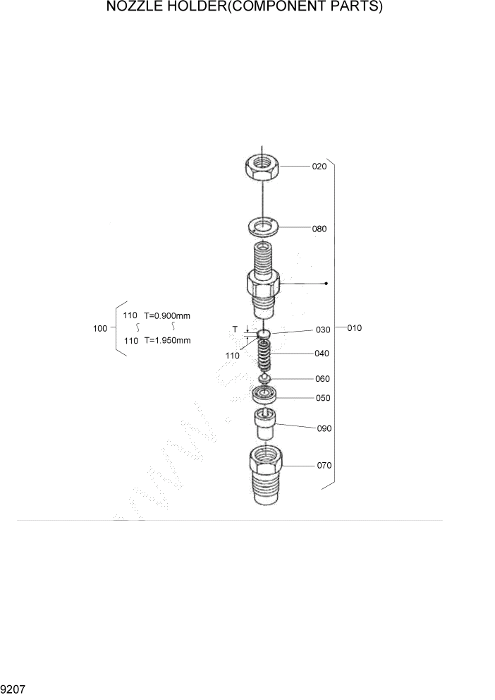 Схема запчастей Hyundai HSL400T - PAGE 9207 NOZZLE HOLDER(COMPONENT PARTS) ДВИГАТЕЛЬ БАЗА