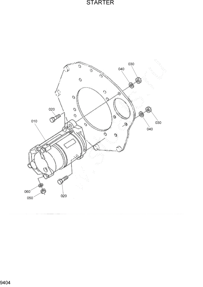 Схема запчастей Hyundai HSL400T - PAGE 9404 STARTER ДВИГАТЕЛЬ БАЗА