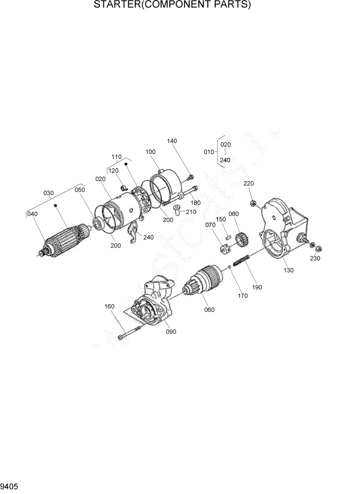 Схема запчастей Hyundai HSL400T - PAGE 9405 STARTER(COMPONENT PARTS) ДВИГАТЕЛЬ БАЗА