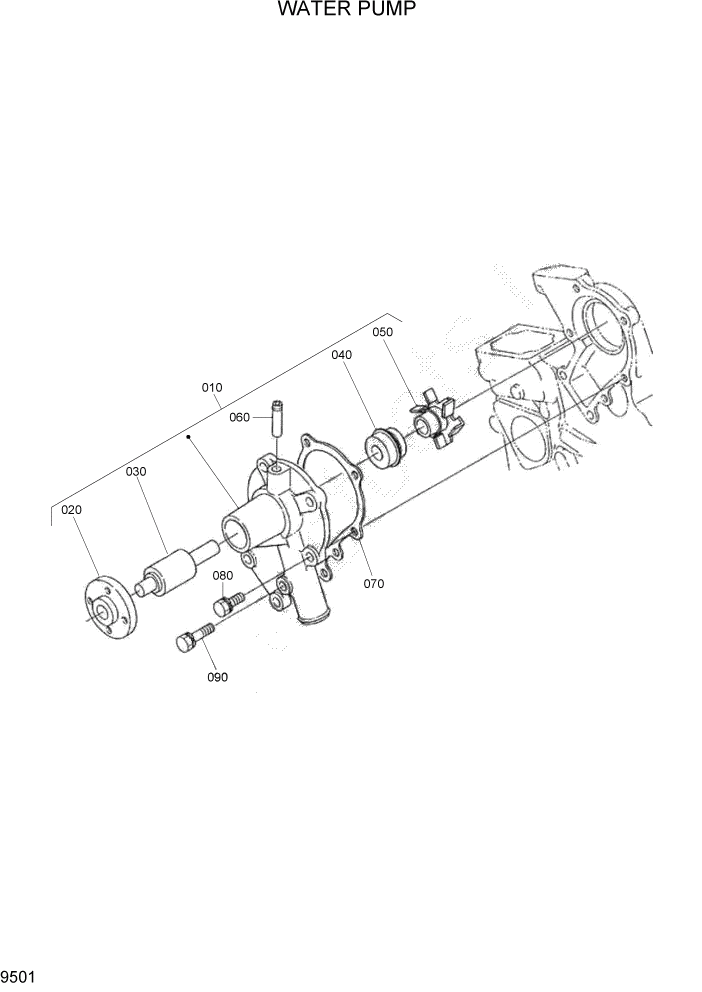 Схема запчастей Hyundai HSL400T - PAGE 9501 WATER PUMP ДВИГАТЕЛЬ БАЗА