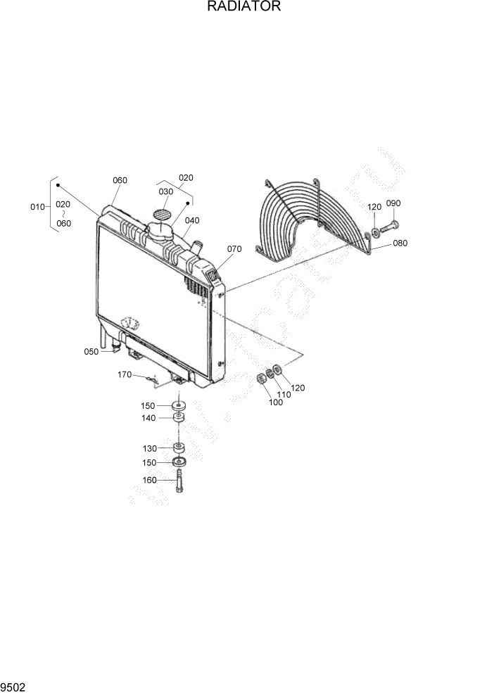 Схема запчастей Hyundai HSL400T - PAGE 9502 RADIATOR ДВИГАТЕЛЬ БАЗА