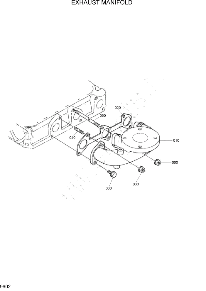 Схема запчастей Hyundai HSL400T - PAGE 9602 EXHAUST MANIFOLD ДВИГАТЕЛЬ БАЗА