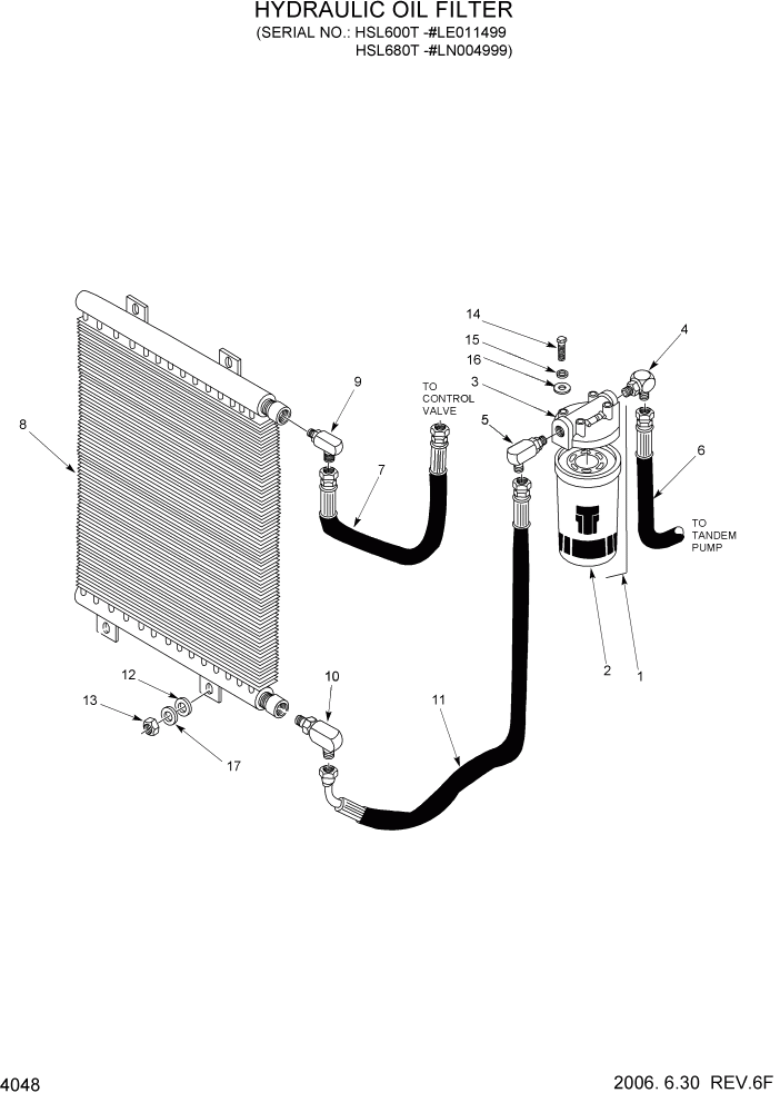 Схема запчастей Hyundai HSL680T - PAGE 4048 HYDRAULIC OIL FILTER ГИДРАВЛИЧЕСКАЯ СИСТЕМА