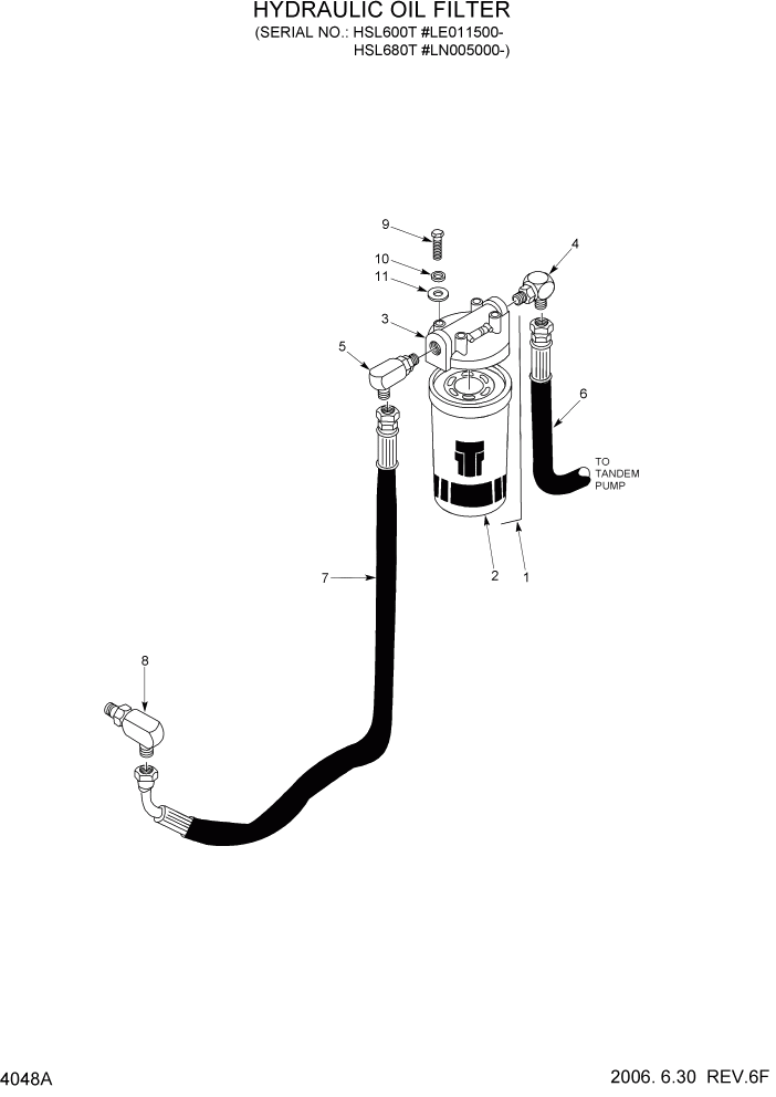 Схема запчастей Hyundai HSL680T - PAGE 4048A HYDRAULIC OIL FILTER ГИДРАВЛИЧЕСКАЯ СИСТЕМА