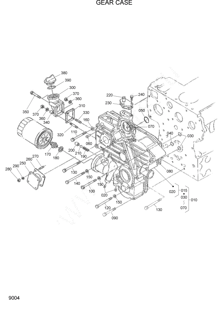Схема запчастей Hyundai HSL680T - PAGE 9004 GEAR CASE ДВИГАТЕЛЬ БАЗА