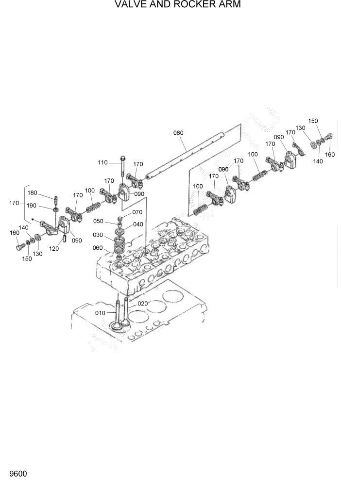 Схема запчастей Hyundai HSL680T - PAGE 9600 VALVE AND ROCKER ARM ДВИГАТЕЛЬ БАЗА