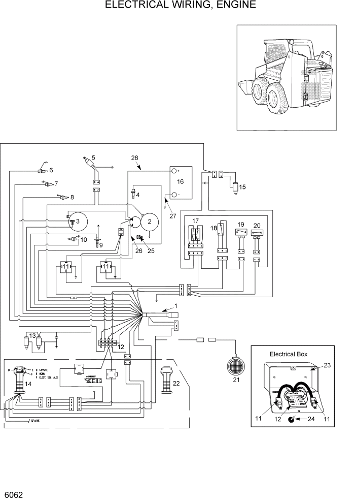 Схема запчастей Hyundai HSL800T - PAGE 6062 ELECTRICAL WIRING, ENGINE ЭЛЕКТРИЧЕСКАЯ СИСТЕМА