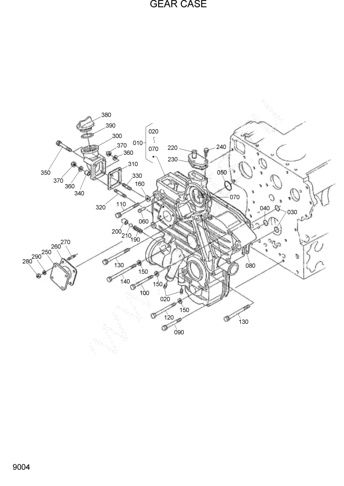 Схема запчастей Hyundai HSL800T - PAGE 9004 GEAR CASE ДВИГАТЕЛЬ БАЗА
