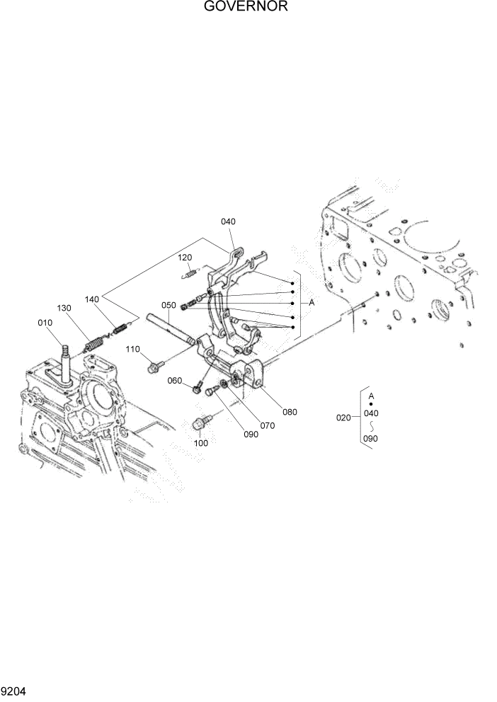 Схема запчастей Hyundai HSL800T - PAGE 9204 GOVERNOR ДВИГАТЕЛЬ БАЗА