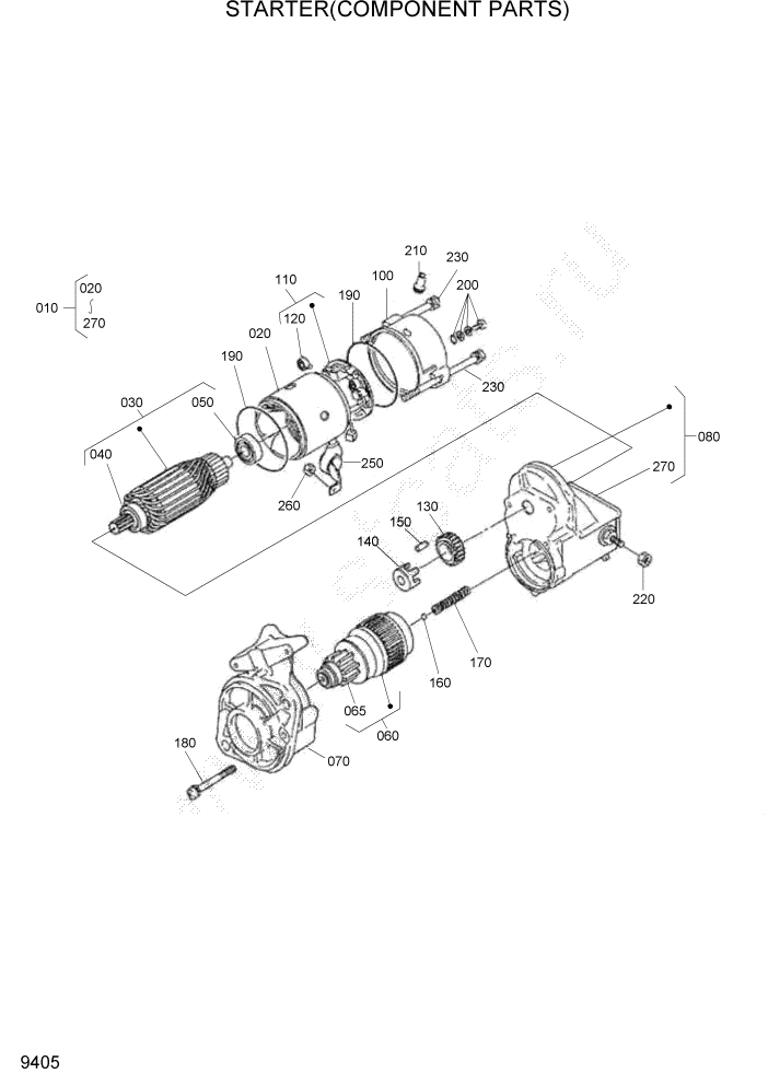 Схема запчастей Hyundai HSL800T - PAGE 9405 STARTER(COMPONENT PARTS) ДВИГАТЕЛЬ БАЗА