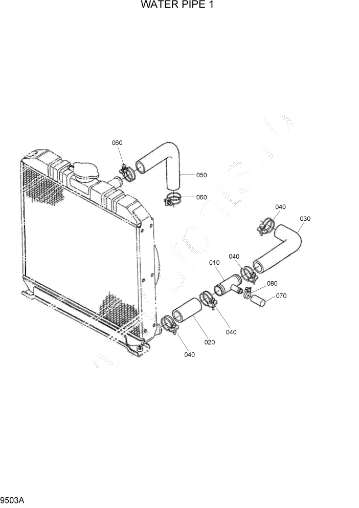 Схема запчастей Hyundai HSL800T - PAGE 9503A WATER PIPE 1 ДВИГАТЕЛЬ БАЗА