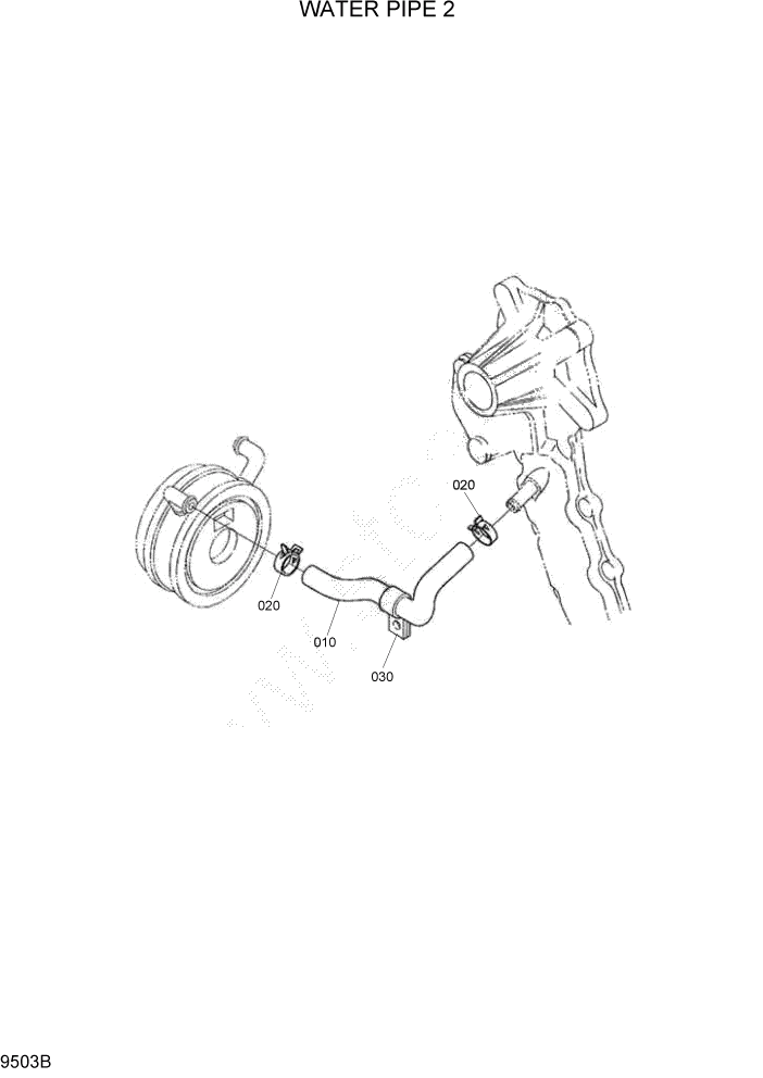 Схема запчастей Hyundai HSL800T - PAGE 9503B WATER PIPE 2 ДВИГАТЕЛЬ БАЗА