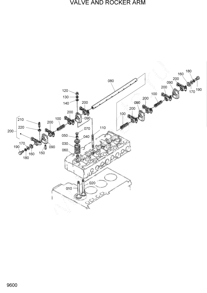 Схема запчастей Hyundai HSL800T - PAGE 9600 VALVE AND ROCKER ARM ДВИГАТЕЛЬ БАЗА