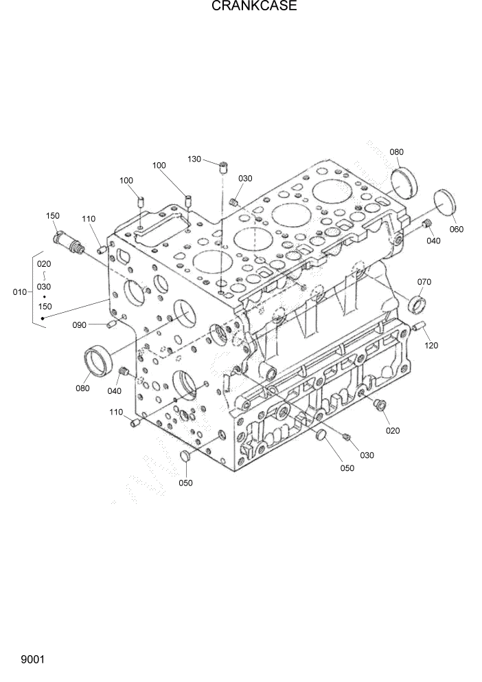 Схема запчастей Hyundai HSL960T - PAGE 9001 CRANKCASE ДВИГАТЕЛЬ БАЗА