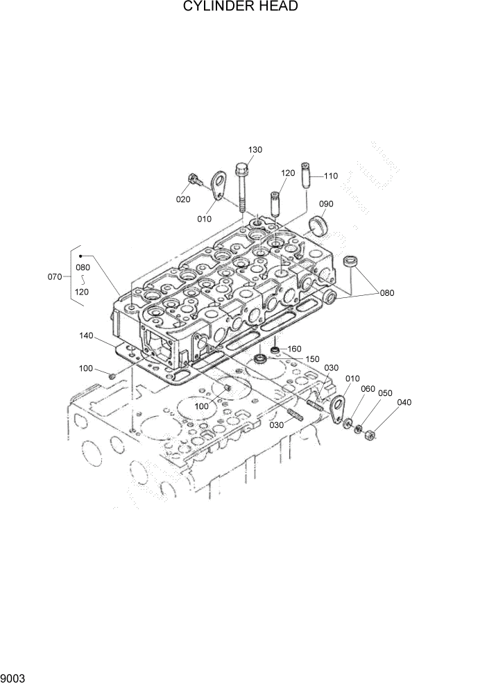 Схема запчастей Hyundai HSL960T - PAGE 9003 CYLINDER HEAD ДВИГАТЕЛЬ БАЗА