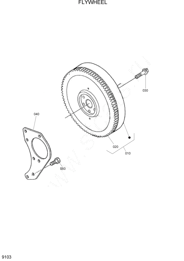 Схема запчастей Hyundai HSL960T - PAGE 9103 FLYWHEEL ДВИГАТЕЛЬ БАЗА
