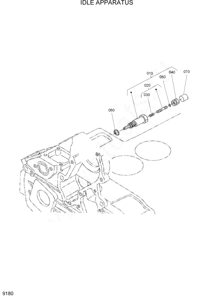 Схема запчастей Hyundai HSL960T - PAGE 9180 IDLE APPARATUS ДВИГАТЕЛЬ БАЗА