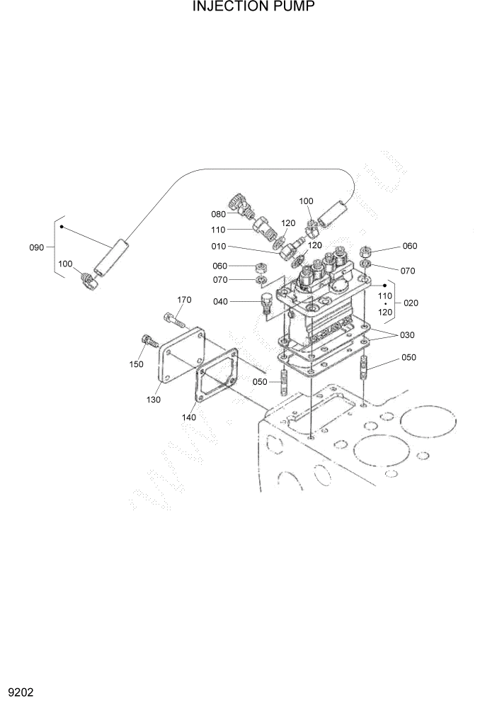 Схема запчастей Hyundai HSL960T - PAGE 9202 INJECTION PUMP ДВИГАТЕЛЬ БАЗА