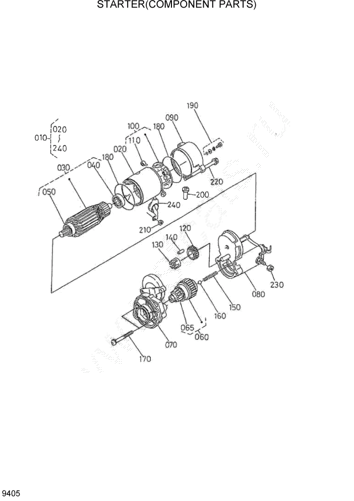 Схема запчастей Hyundai HSL960T - PAGE 9405 STARTER(COMPONENT PARTS) ДВИГАТЕЛЬ БАЗА