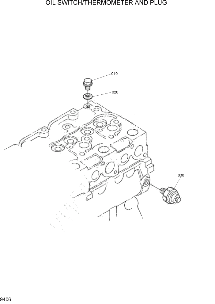 Схема запчастей Hyundai HSL960T - PAGE 9406 OIL SWITCH/THERMOMETER AND PLUG ДВИГАТЕЛЬ БАЗА