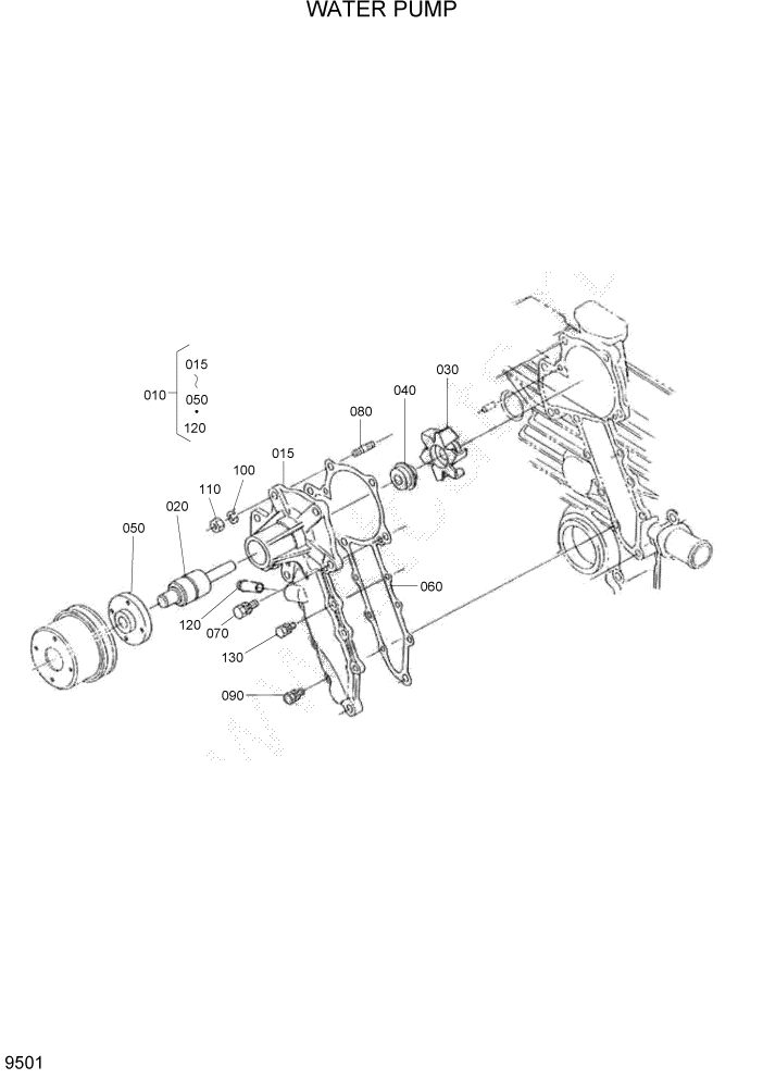 Схема запчастей Hyundai HSL960T - PAGE 9501 WATER PUMP ДВИГАТЕЛЬ БАЗА
