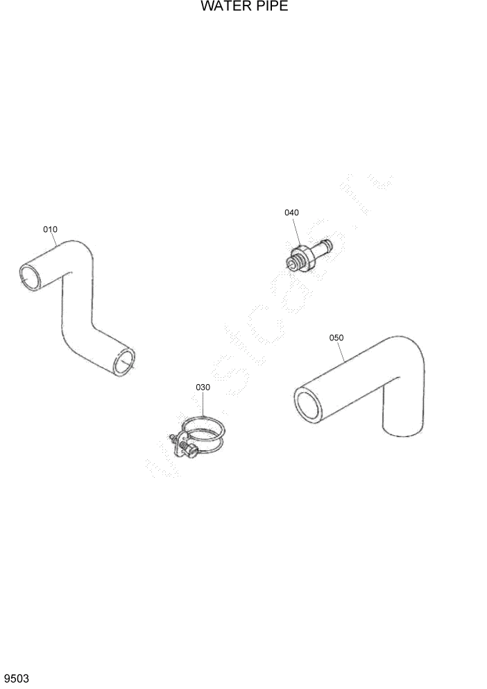 Схема запчастей Hyundai HSL960T - PAGE 9503 WATER PIPE ДВИГАТЕЛЬ БАЗА