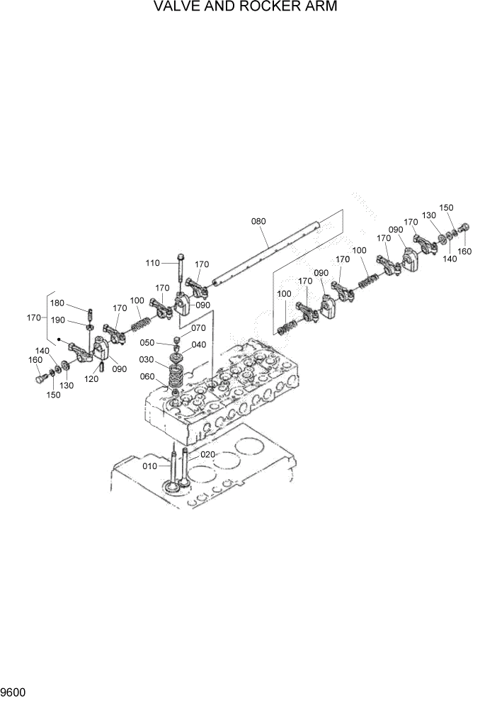 Схема запчастей Hyundai HSL960T - PAGE 9600 VALVE AND ROCKER ARM ДВИГАТЕЛЬ БАЗА