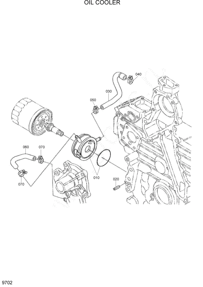 Схема запчастей Hyundai HSL960T - PAGE 9702 OIL COOLER ДВИГАТЕЛЬ БАЗА