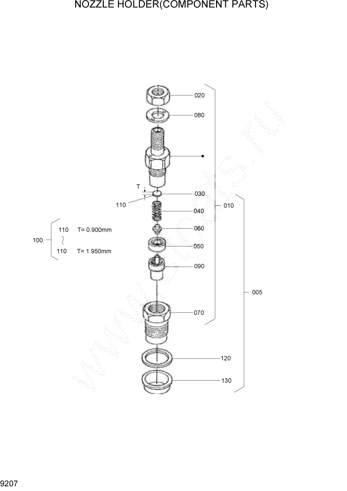 Схема запчастей Hyundai HSL1200T - PAGE 9207 NOZZLE HOLDER(COMPONENT PARTS) ДВИГАТЕЛЬ БАЗА
