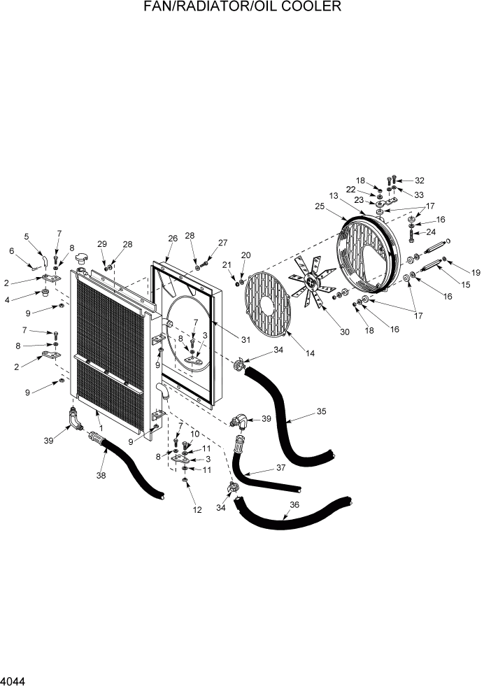 Схема запчастей Hyundai HSL1500T - PAGE 4044 FAN/RADIATOR/OIL COOLER ГИДРАВЛИЧЕСКАЯ СИСТЕМА