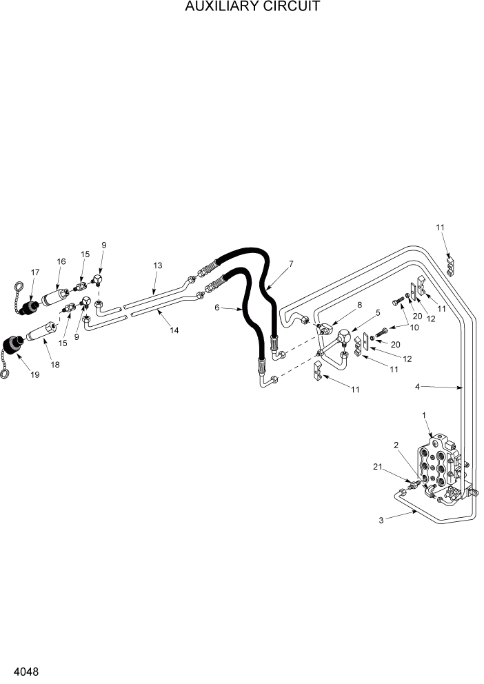 Схема запчастей Hyundai HSL1500T - PAGE 4048 AUXILIARY CIRCUIT ГИДРАВЛИЧЕСКАЯ СИСТЕМА