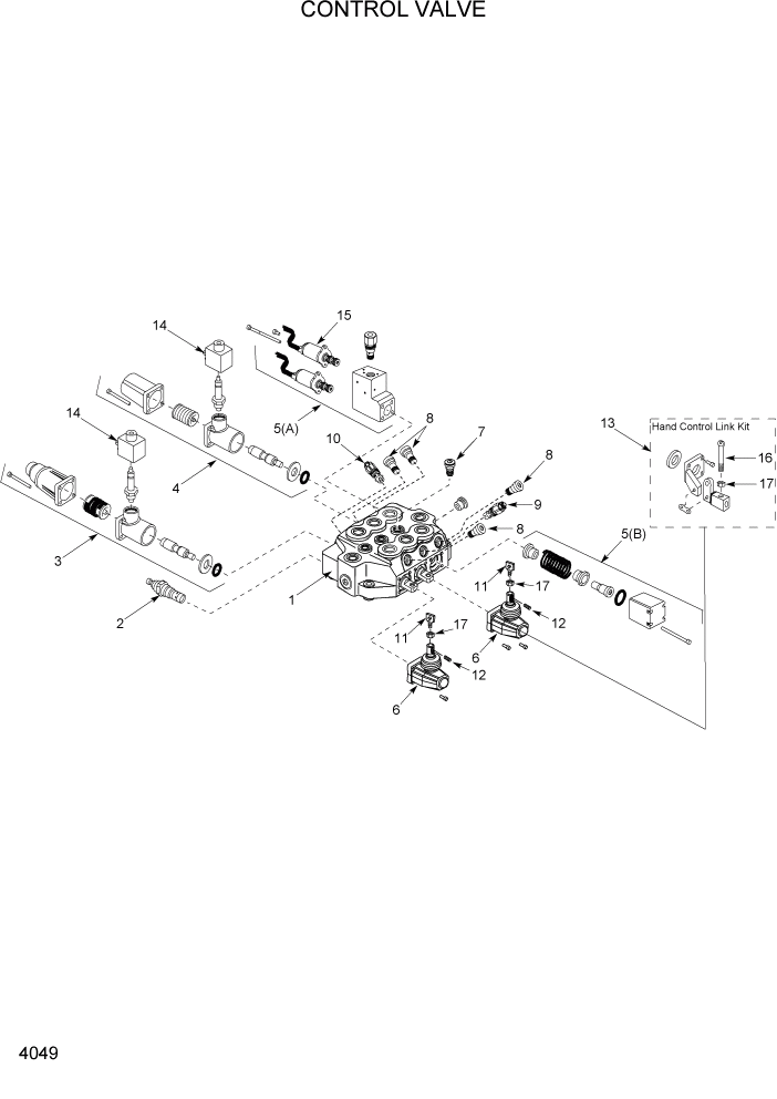 Схема запчастей Hyundai HSL1500T - PAGE 4049 CONTROL VALVE ГИДРАВЛИЧЕСКАЯ СИСТЕМА