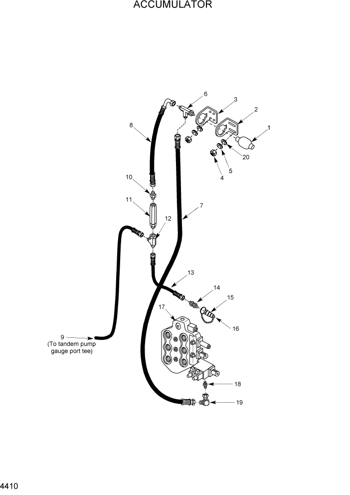 Схема запчастей Hyundai HSL1500T - PAGE 4410 ACCUMULATOR ГИДРАВЛИЧЕСКАЯ СИСТЕМА