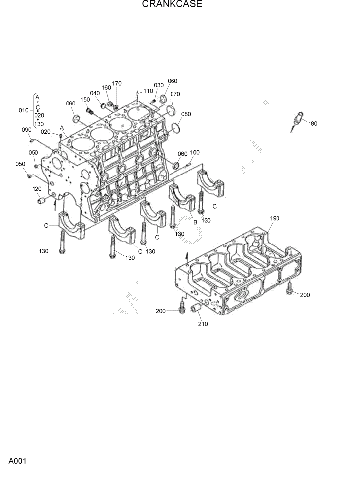 Схема запчастей Hyundai HSL1500T - PAGE A001 CRANKCASE ДВИГАТЕЛЬ БАЗА