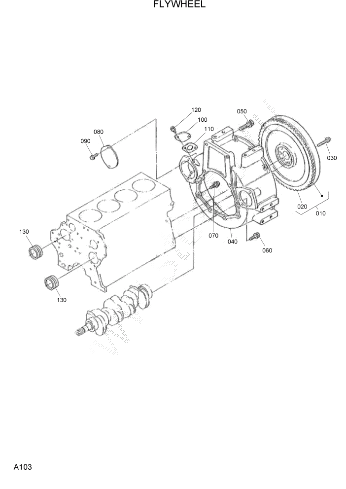 Схема запчастей Hyundai HSL1500T - PAGE A103 FLYWHEEL ДВИГАТЕЛЬ БАЗА