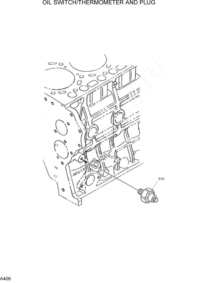 Схема запчастей Hyundai HSL1500T - PAGE A406 OIL SWITCH/THERMOMETER AND PLUG ДВИГАТЕЛЬ БАЗА