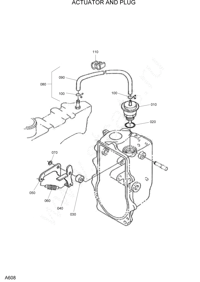 Схема запчастей Hyundai HSL1500T - PAGE A608 ACTUATOR AND PLUG ДВИГАТЕЛЬ БАЗА